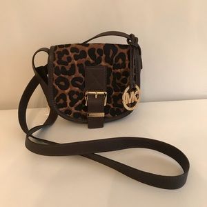 Michael Kors Leopard Messenger Saddle Bag